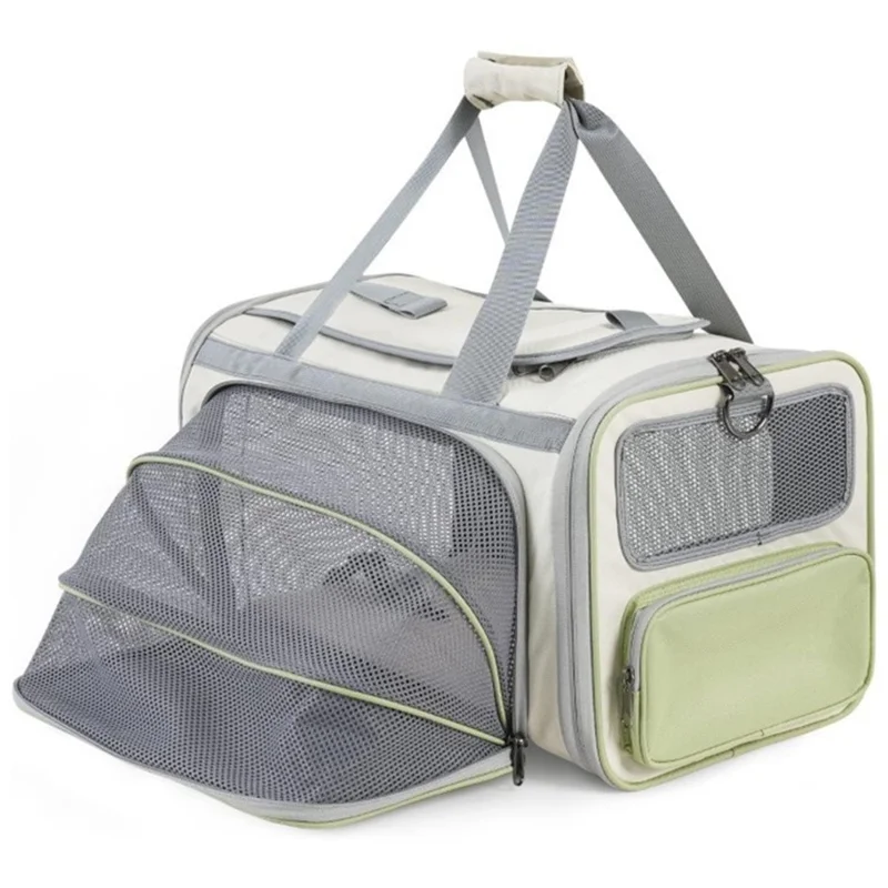 Sac à dos pour chat en maille respirante, portable, espace extensible, grand compartiment, transporteur souple pour animaux de compagnie avec ouverture supérieure