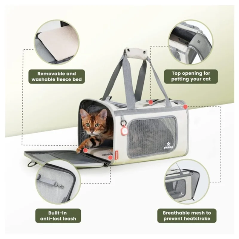 Sac à dos pour chat en maille respirante, portable, espace extensible, grand compartiment, transporteur souple pour animaux de compagnie avec ouverture supérieure