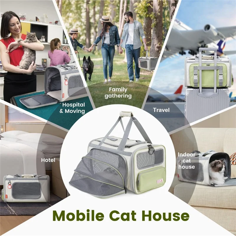 Sac à dos pour chat en maille respirante, portable, espace extensible, grand compartiment, transporteur souple pour animaux de compagnie avec ouverture supérieure