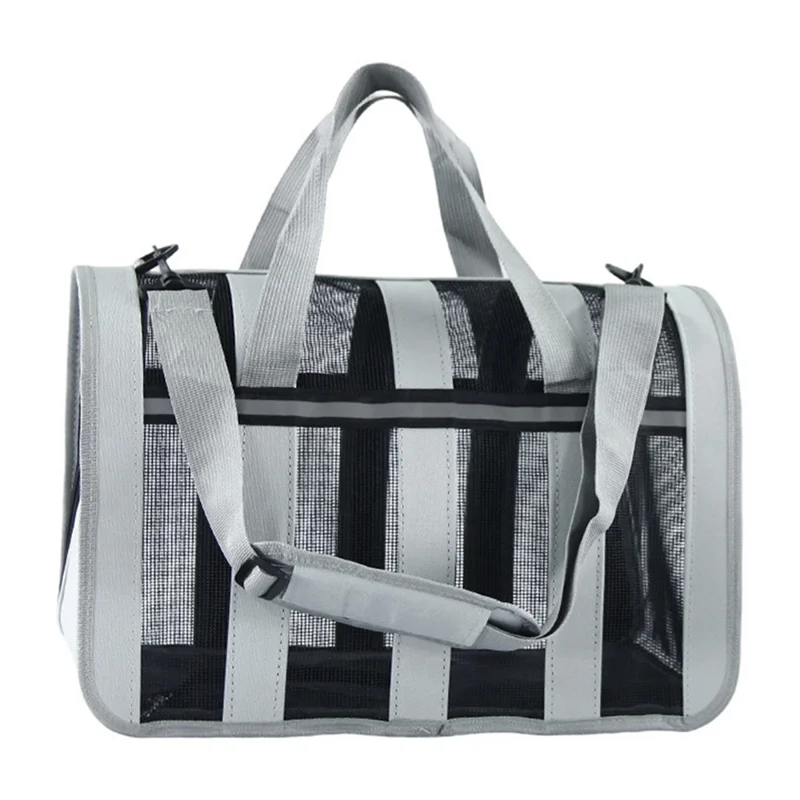 Portable Pet Travel Bag Large Capacity Breathable Mesh Design with Handle for Small and Medium Dogs Cats - Grey