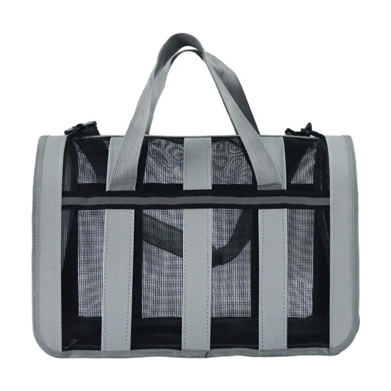 Portable Pet Travel Bag Large Capacity Breathable Mesh Design with Handle for Small and Medium Dogs Cats - Grey