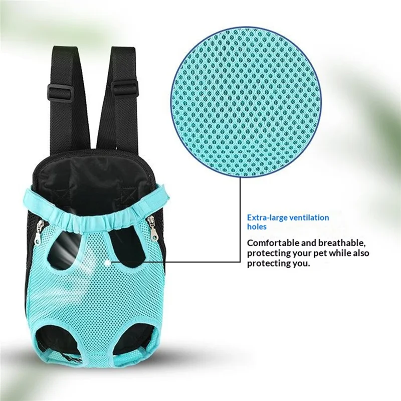 L Size Pet Carrier Backpack Sandwich Mesh Breathable Dual Safety Protection Adjustable Shoulder Straps Front Chest Pack - Pink