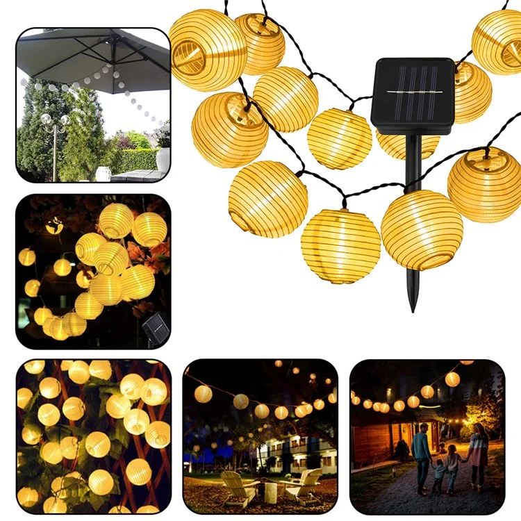 6,5m 30 Mled Imperméable Lantern Solar Light Strip Fairy Lamps For Courtyard Garden Outdoor Decoration