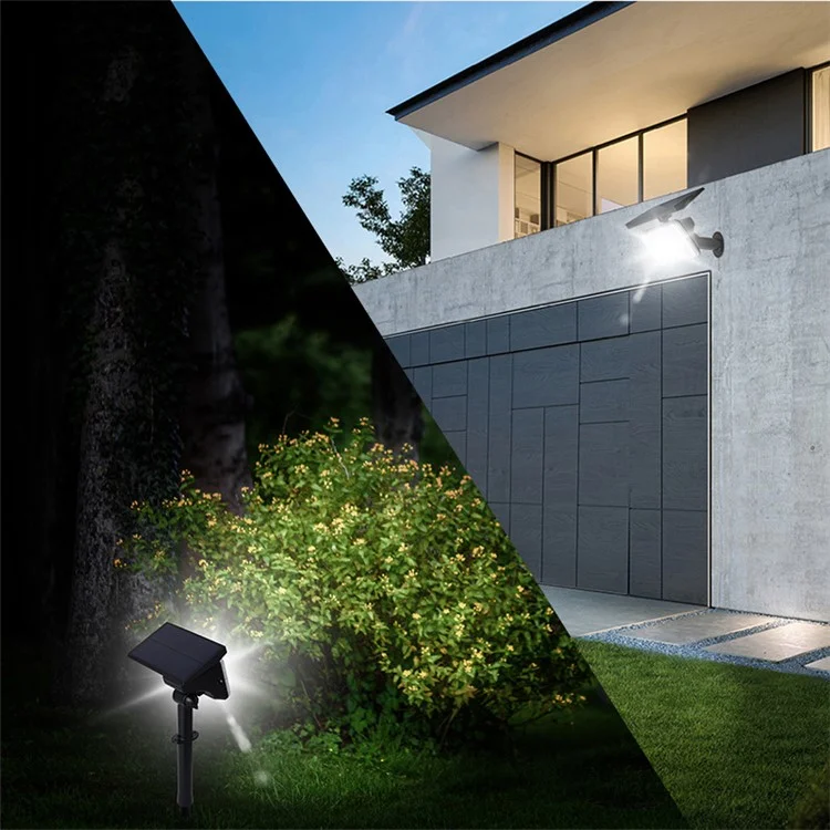 YH0517D Lámpara solar impermeable para jardín, patio y césped, de doble color blanco/amarillo, con 64 LED, regulable, para exterior, garaje y paisaje 