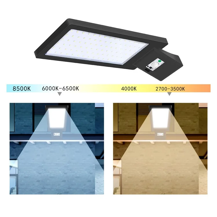 Lâmpada Solar de Sensor de Movimento com 90 LEDs Estilo A, Luz de Parede Impermeável com Controle Remoto para Exterior, Jardim, Pátio - Branco Frio