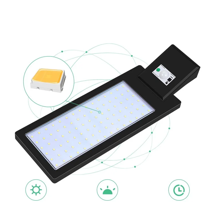 Lâmpada Solar de Sensor de Movimento com 90 LEDs Estilo A, Luz de Parede Impermeável com Controle Remoto para Exterior, Jardim, Pátio - Branco Frio