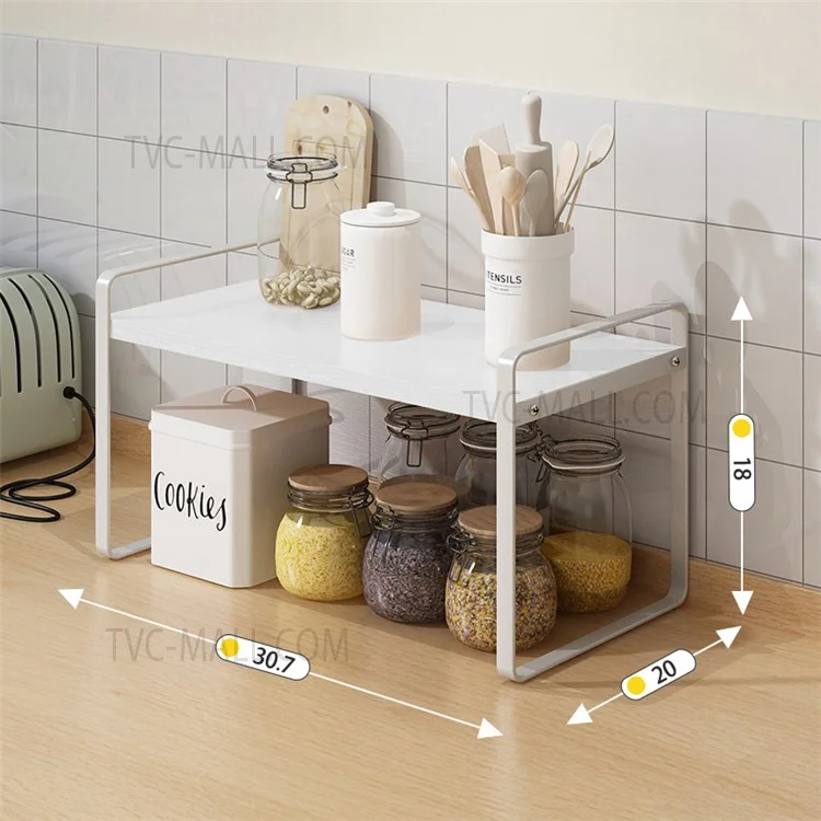 Steel + Wood Log Layered Household Spice Storage Racks Desktop Storage Racks - White