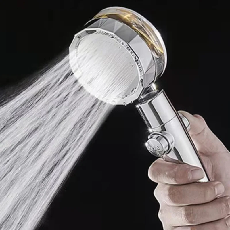 High-Pressure Shower Head Handheld Turbo Fan 360-degree Spinning Water Saving Hydro Jet Shower Head with Filter - Blue