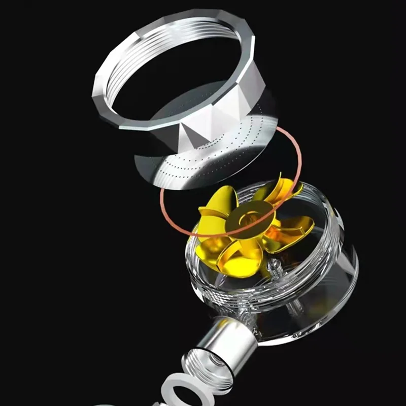 High-Pressure Shower Head Handheld Turbo Fan 360-degree Spinning Water Saving Hydro Jet Shower Head with Filter - Blue