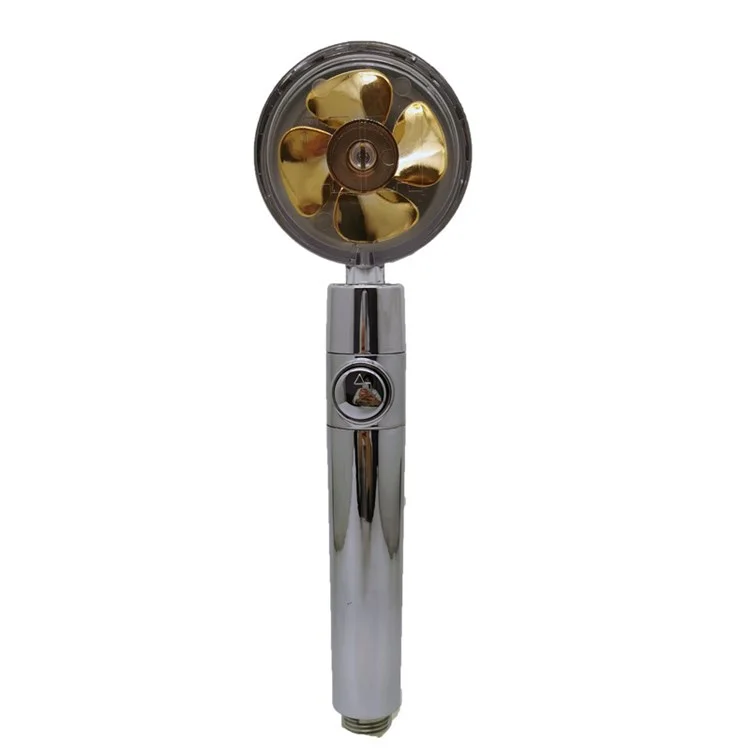 High-Pressure Shower Head Handheld Turbo Fan 360-degree Spinning Water Saving Hydro Jet Shower Head with Filter - Gold