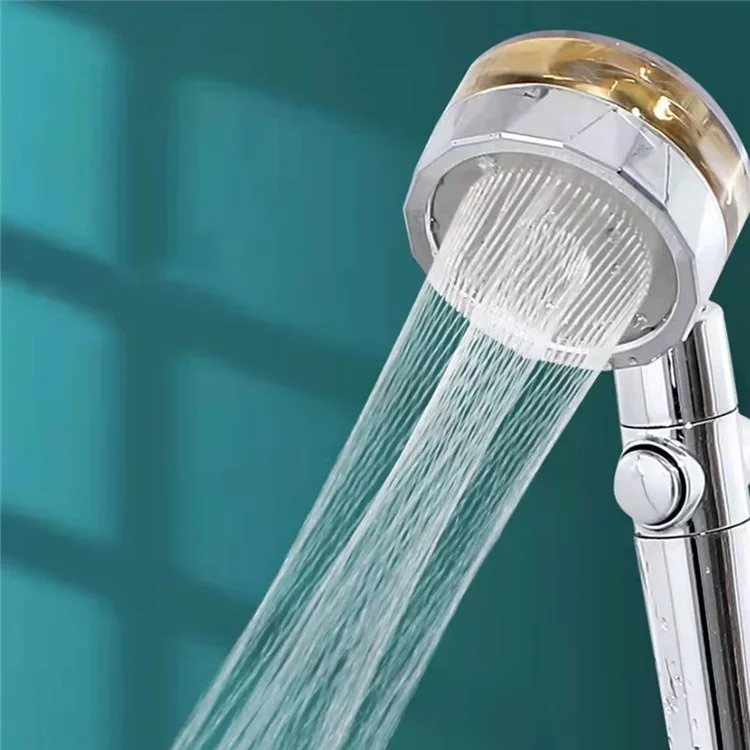 High-Pressure Shower Head Handheld Turbo Fan 360-degree Spinning Water Saving Hydro Jet Shower Head with Filter - Gold