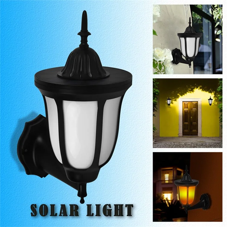 Lâmpada de Parede Solar Outdoor de 96 LEDs Simulação de Chama Luz Decorativa Resistente à Água para Jardim, Quintal e Sacada
