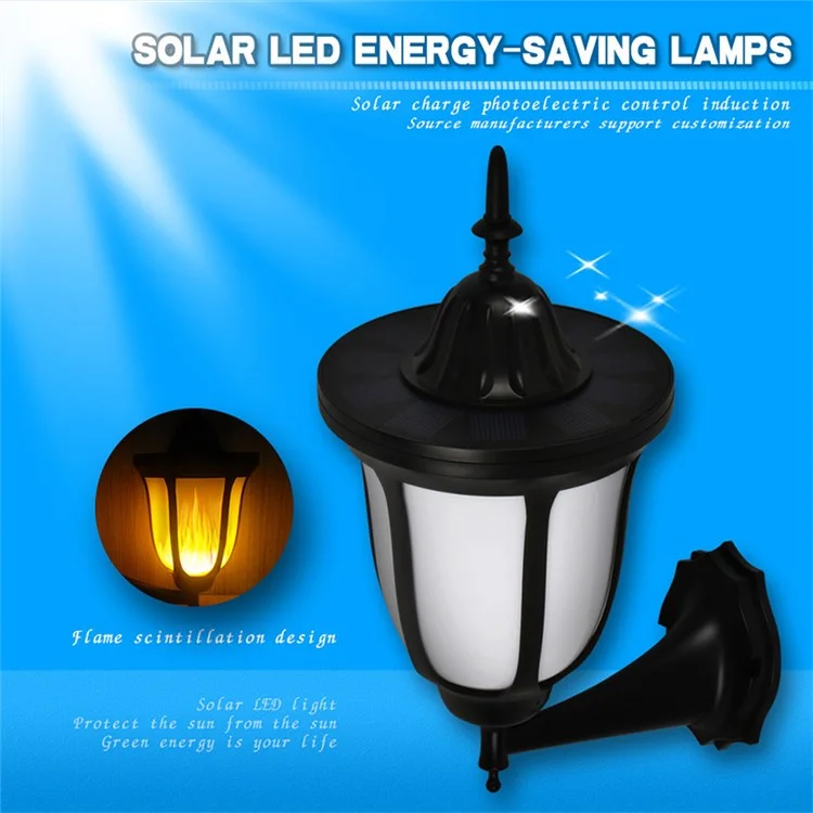 Lâmpada de Parede Solar Outdoor de 96 LEDs Simulação de Chama Luz Decorativa Resistente à Água para Jardim, Quintal e Sacada