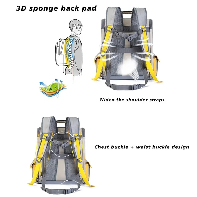 QS-084 Expandable Pet Carrier Backpack Oxford Cloth Small Dog Carrier Shoulders Bag Breathable Mesh Pet Handbag - Light Grey