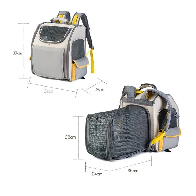 QS-084 Expandable Pet Carrier Backpack Oxford Cloth Small Dog Carrier Shoulders Bag Breathable Mesh Pet Handbag - Light Green