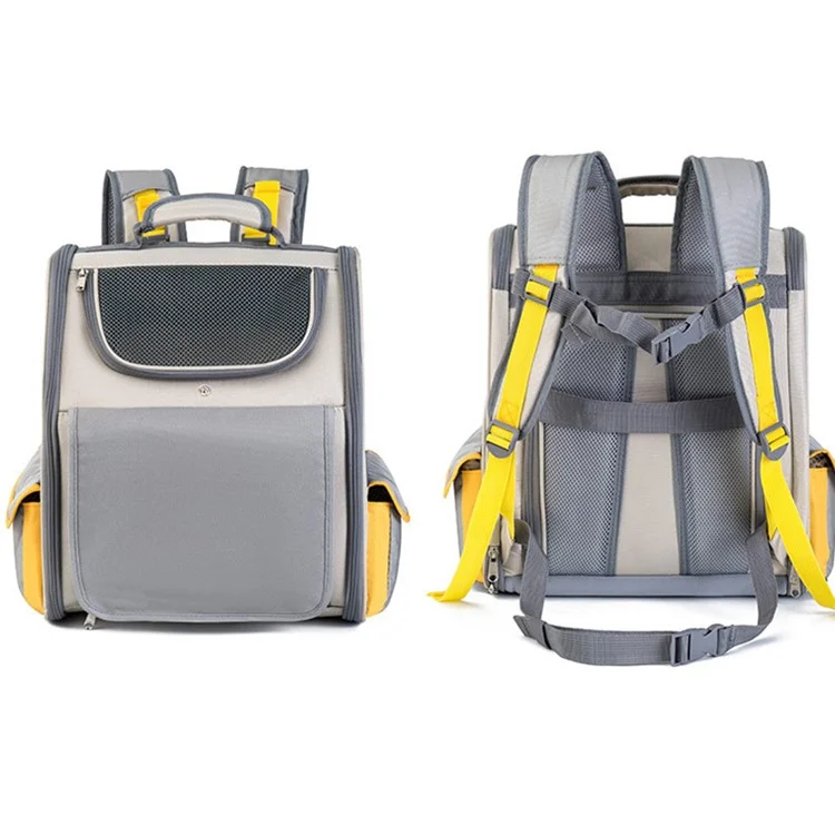 QS-084 Expandable Pet Carrier Backpack Oxford Cloth Small Dog Carrier Shoulders Bag Breathable Mesh Pet Handbag - Light Green