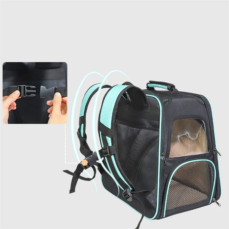 LDLC QS-052 Mochila Portátil de Viaje Transpirable para Mascotas, Plegable, Portaequipajes para Perros y Gatos de Color Azul Oscuro