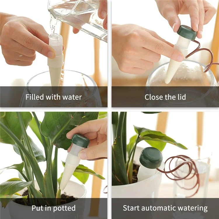 880112 4Pcs Keramik-Selbstbewässerungstropfer-Blumentopf mit Tiefenspülung Bewässerungswerkzeug für Bonsaipflanzen, automatische Bewässerungsvorrichtung