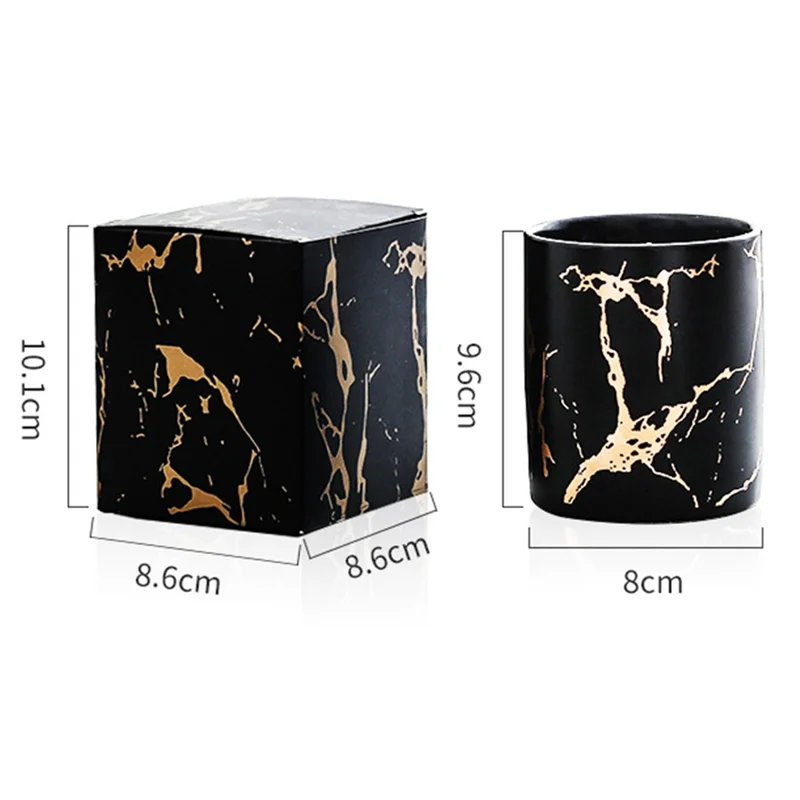 XY-2933 Scented Candle Gold Marble Pattern Nordic Style Ceramic Bottle Jar Candle Aromatherapy Home Decoration - Blackberry /  Laurus