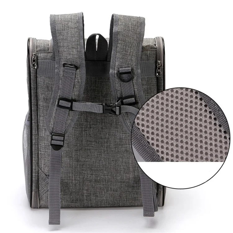 JM0809181 Cat Carrier Backpack Breathable Mesh Window Foldable Pet Travel Bag Backpack - Black