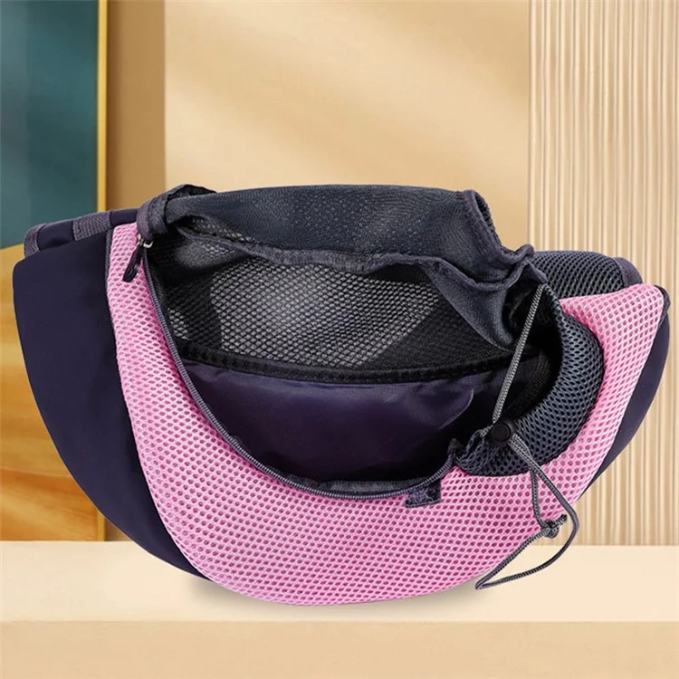 JM0809183 Pet Sling Carrier Adjustable Shoulder Strap Dog Puppy Hands-Free Mesh Bag for Outdoor Travel, Size S - Red