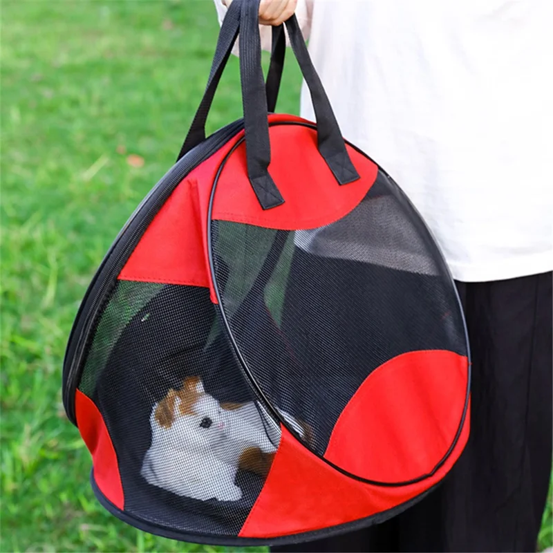 Triangle Cat Carrier Bag Portable Foldable Pet Bag Gift Case Oxford Fabric+PVC Mesh Cat Products - Black