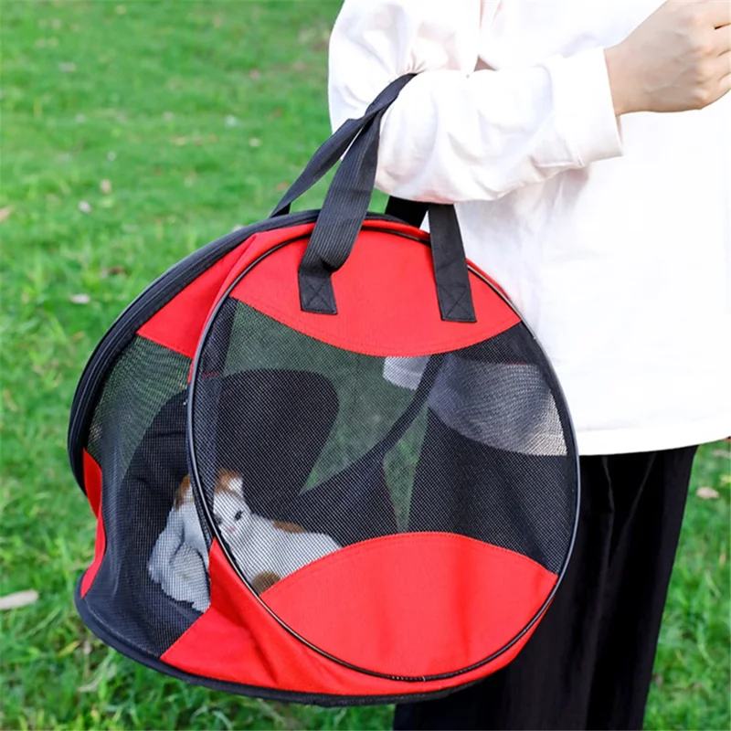 Triangle Cat Carrier Bag Portable Foldable Pet Bag Gift Case Oxford Fabric+PVC Mesh Cat Products - Black
