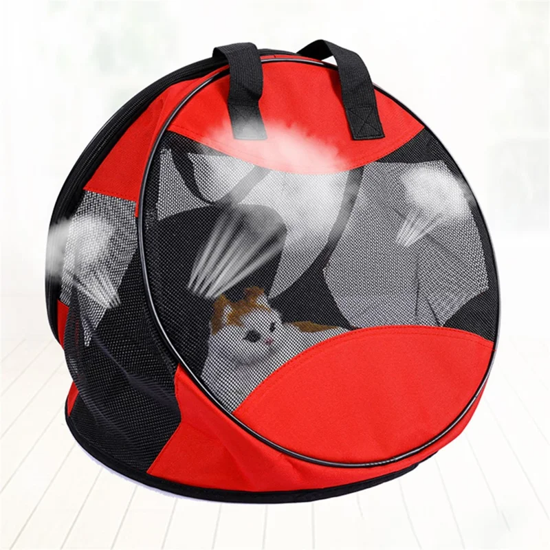 Triangle Cat Carrier Bag Portable Foldable Pet Bag Gift Case Oxford Fabric+PVC Mesh Cat Products - Black