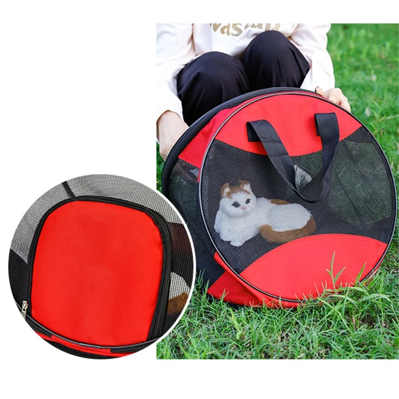 Triangle Cat Carrier Bag Portable Foldable Pet Bag Gift Case Oxford Fabric+PVC Mesh Cat Products - Black