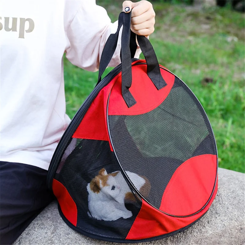 Triangle Cat Carrier Bag Portable Foldable Pet Bag Gift Case Oxford Fabric+PVC Mesh Cat Products - Black