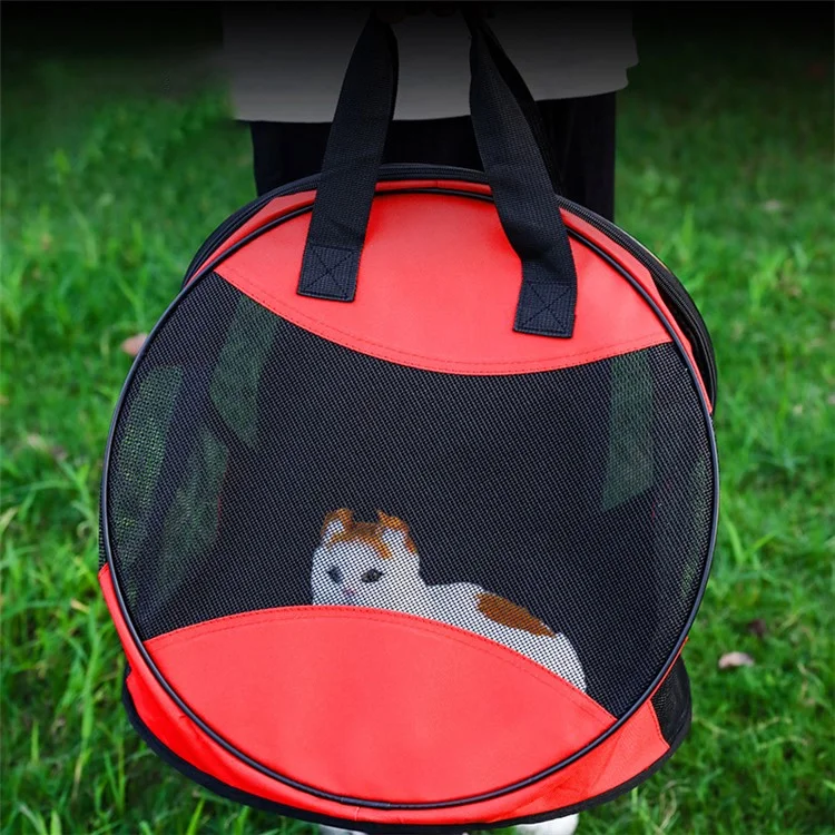 Triangle Cat Carrier Bag Portable Foldable Pet Bag Case Oxford Fabric+PVC Mesh Cat Products - Green