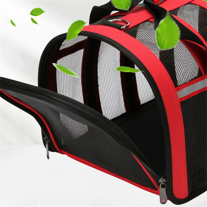 JM0809212 Size S 600D Oxford Cloth Pet Carrier Bag Breathable Foldable Dog Cat Carrying Bag - Red