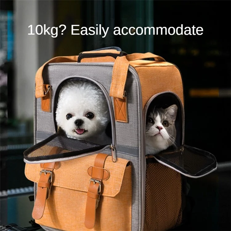 Mochila Transportadora de Cão de Grande Porte PVC + Tecido Oxford Mochila Transportadora de Gato com Alças Respirável Mesh - Azul
