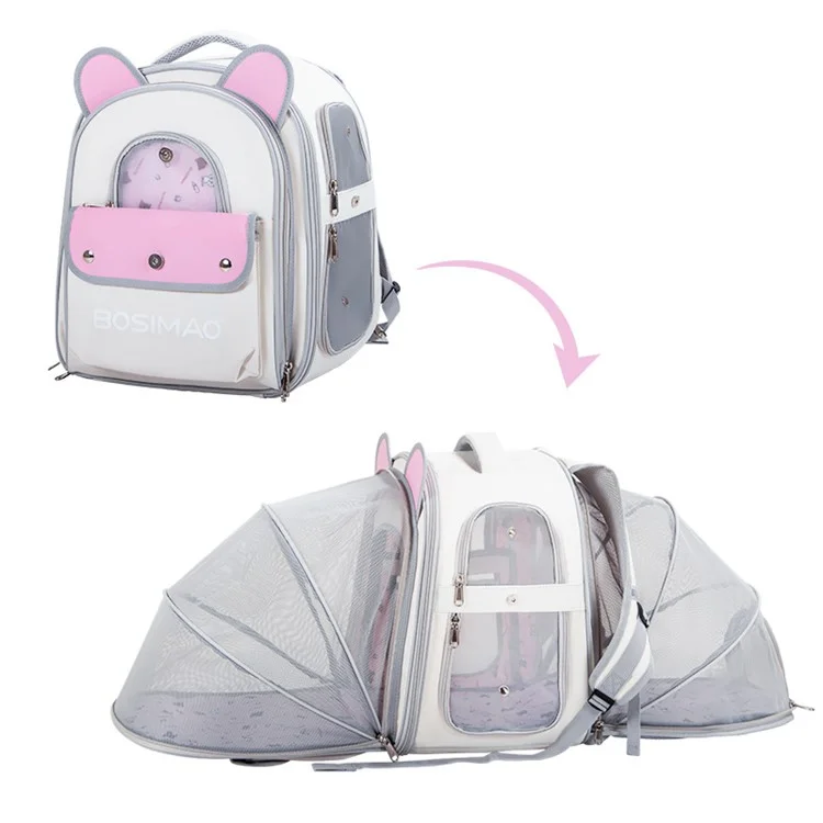 BAOSIMAO BD Series Cat Backpack Carrier Dual Sides Expandable Breathable Pet Backpack - Bege