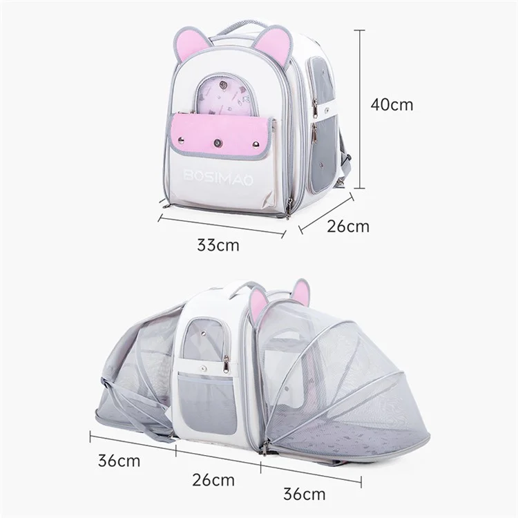 BAOSIMAO BD Series Cat Backpack Carrier Dual Sides Expandable Breathable Pet Backpack - Bege