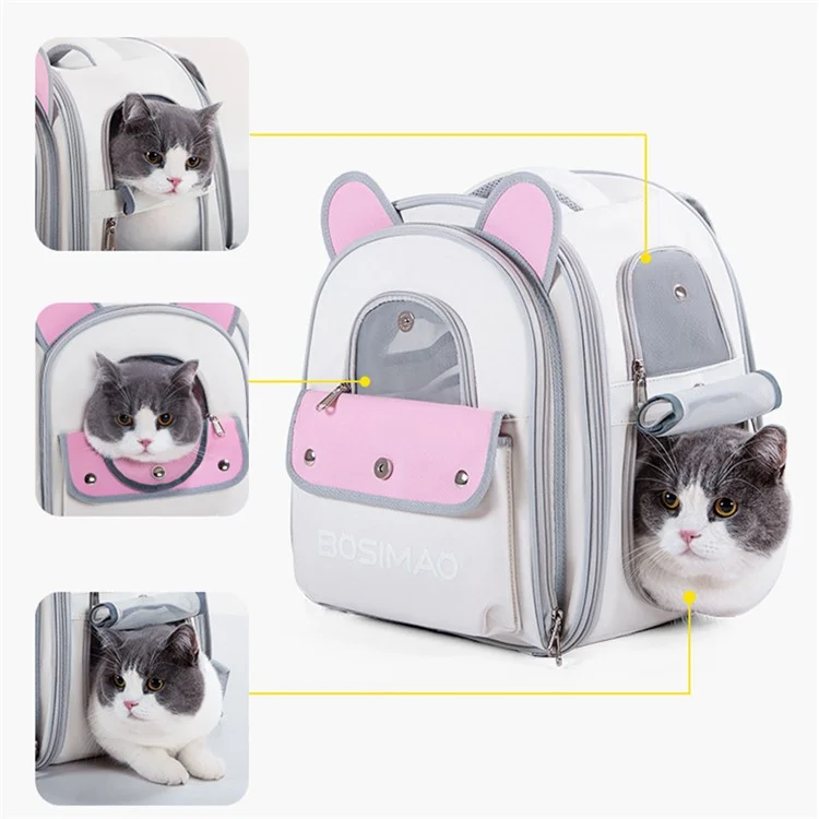 BAOSIMAO BD Series Cat Backpack Carrier Dual Sides Expandable Breathable Pet Backpack - Beige