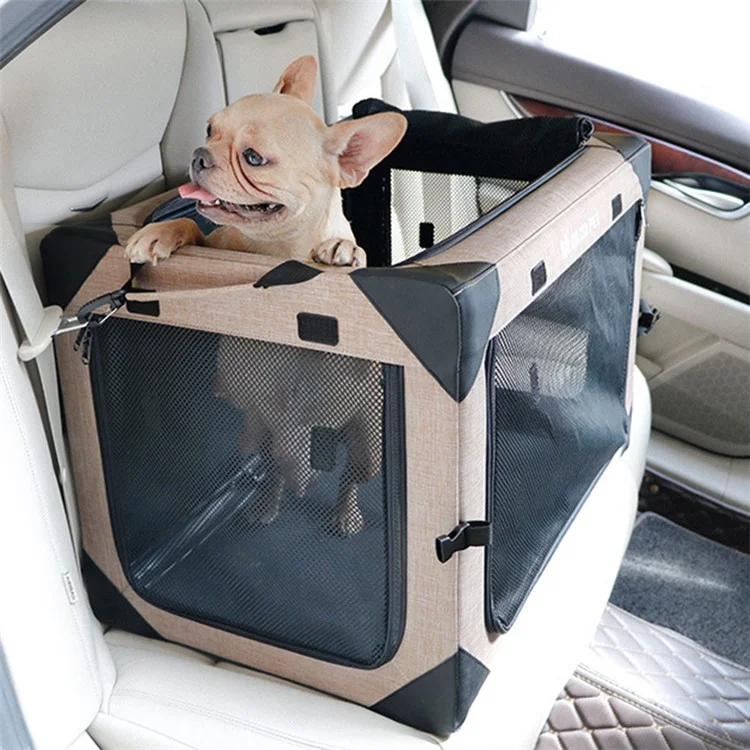 DODOPET CG Serie Größe M Atmungsaktiver Haustier-Käfig Zuhause Auto Camping Faltbar Hund Katze Käfig - Khaki