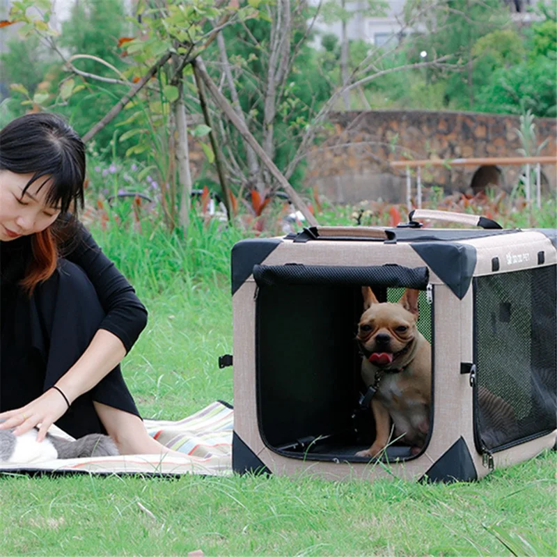 DODOPET CG Series Size M Breathable Pet Gift Cage Home Car Camping Foldable Dog Cat Cage - Green