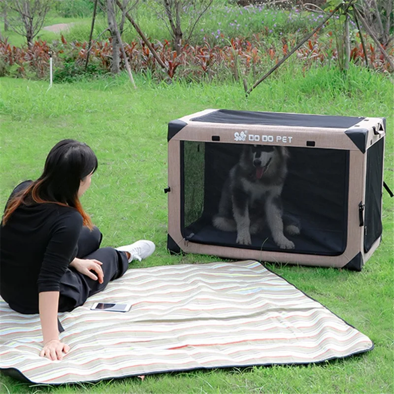 DODOPET Seria CG Wielkość XL składane klatki dla zwierząt oddechowa siatka dom samochód klatka kempingowa dla psa kota - khaki