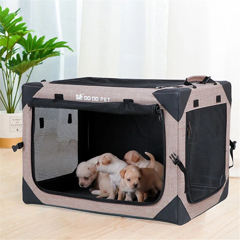 DODOPET Seria CG Wielkość XL składane klatki dla zwierząt oddechowa siatka dom samochód klatka kempingowa dla psa kota - khaki