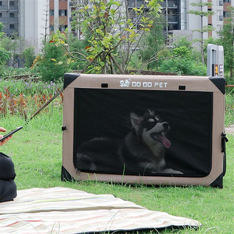 DODOPET Seria CG Wielkość XL składane klatki dla zwierząt oddechowa siatka dom samochód klatka kempingowa dla psa kota - khaki