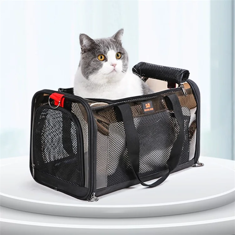 DODOPET MV Size L Breathable Pet Carrier Bag Outgoing Dog Cat Crossbody Tote Bag - Grey