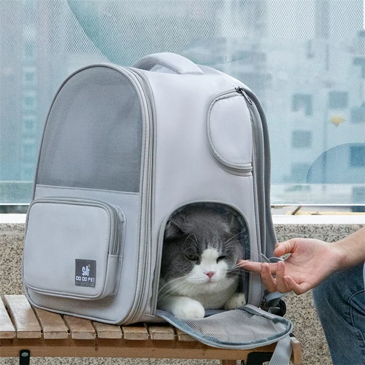 DODOPET BB-Serie tragbarer Haustierrucksack für Hunde, Katzen, große Kapazität Tragetasche - Grau