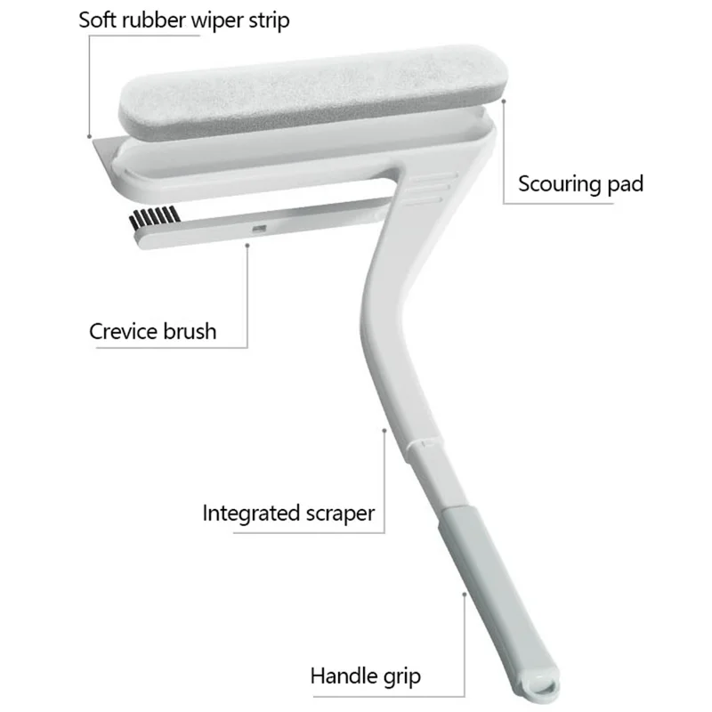 Glass Scraper PP+TPR+Sponge Cleaning Brush Window Squeegee Wiper Tile Cleaner - Green