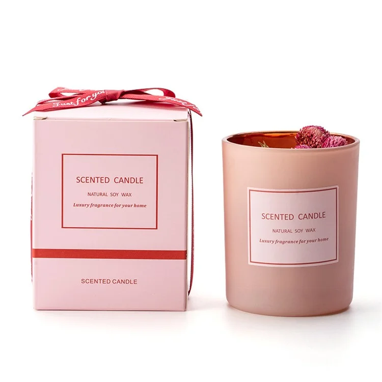 XY202104202 Getrocknete Blumen Duftkerze Aromatherapie Sojakerze Heimkerzen Pink Atmosphäre - Erdreich