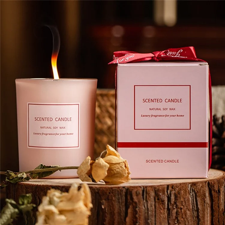 XY202104202 Getrocknete Blumen Duftkerze Aromatherapie Sojakerze Heimkerzen Pink Atmosphäre - Erdreich