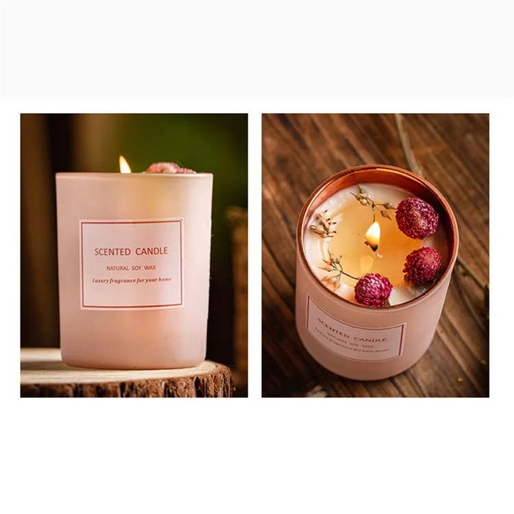 XY202104202 Getrocknete Blumen Duftkerze Aromatherapie Sojakerze Heimkerzen Pink Atmosphäre - Erdreich