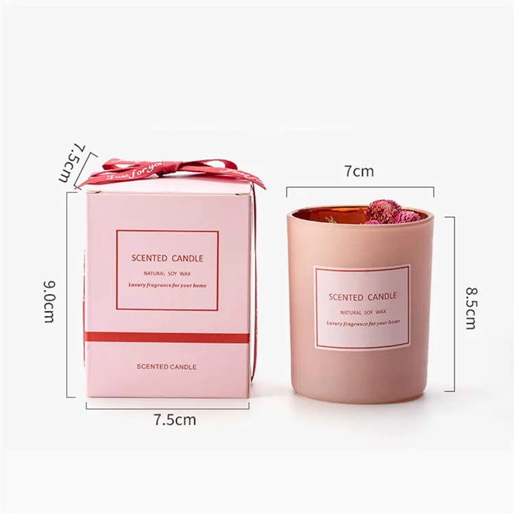 XY202104202 Getrocknete Blumen Duftkerze Aromatherapie Sojakerze Heimkerzen Pink Atmosphäre - Erdreich