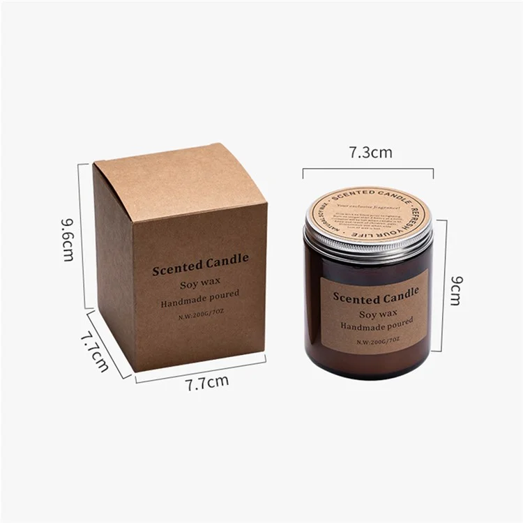 XY-8924 Candillas Perfumadas Soy Wax Brown Jar Candles Con Tapa de Hasta 40 Horas Tiempo de Ardor - Ámbar / Musgo