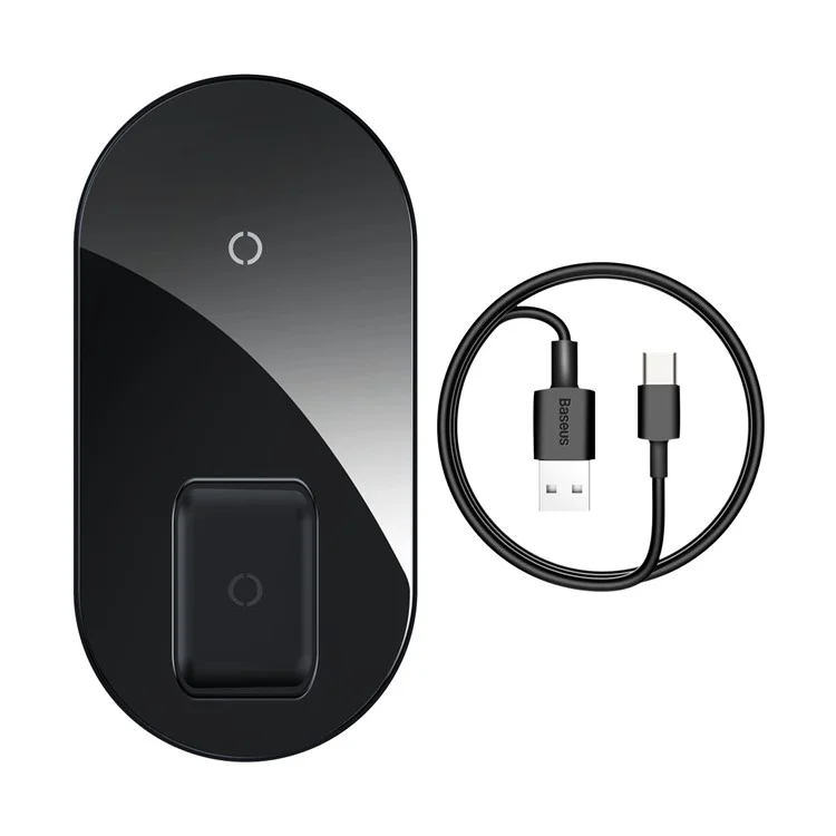 BASEUS Simple 2-IN-1 Wireless Charger Pro Version + Type-C Cavo di ricarica - Nero